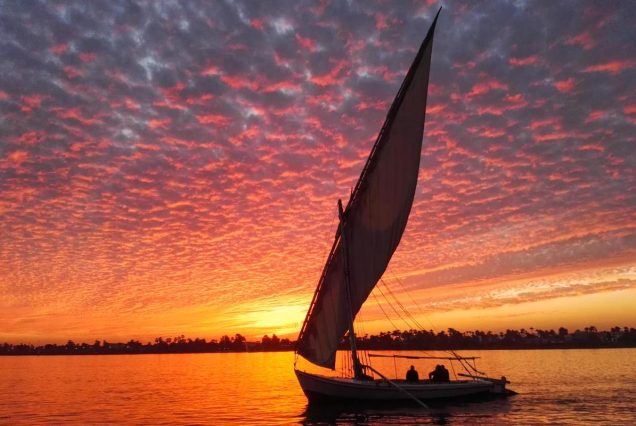 Amazing Sunset sailing by Felucca in Luxor